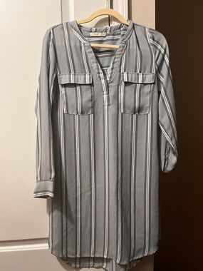 Dex Vertical Navy and White Striped Tunic